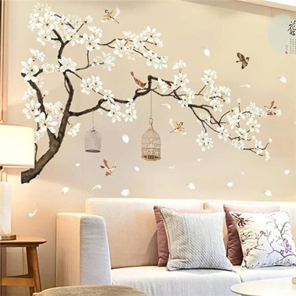 Large White Flower Wall Stickers Cherry Blossom Tree 3D Peel Stick Home Decor - Picture 8 of 8